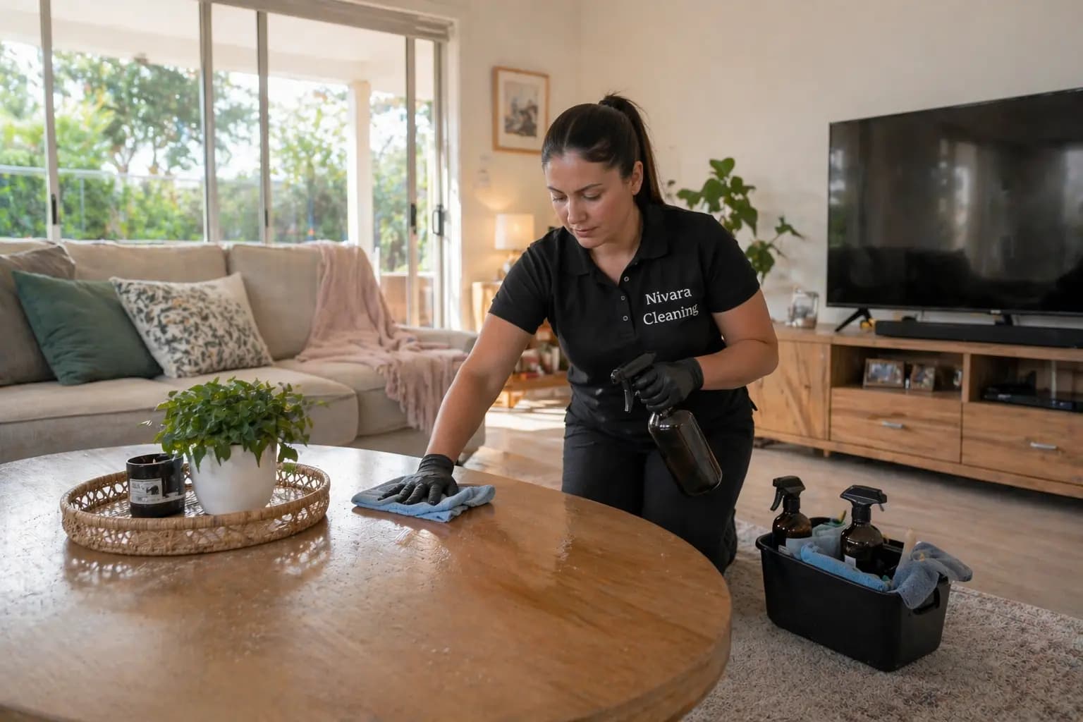 Tidy Sydney rental living area prepared for a routine inspection