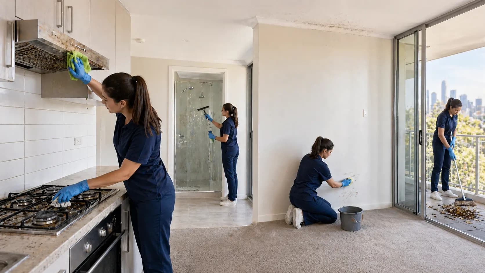 End-of-lease cleaning in a Melbourne rental before final inspection